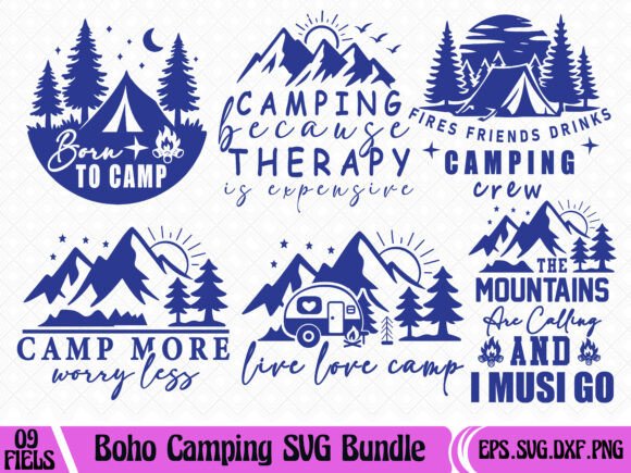 Boho Camping SVG Bundle: Outdoor Quotes for Creative Projects