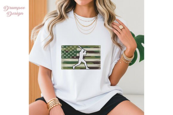 Camo Flag Baseball Player PNG Clipart: A Dynamic Design Asset