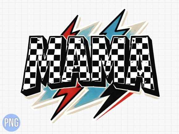 Dynamic Graphics: The Lightning Bolt Mama Mom Checkered PNG