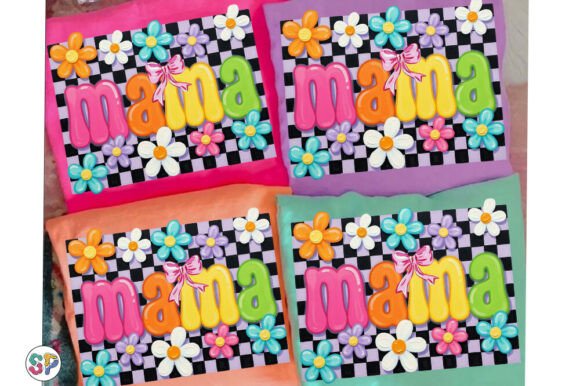 Floral Mama Checkered PNG: A Modern Design Asset for Mother's Day