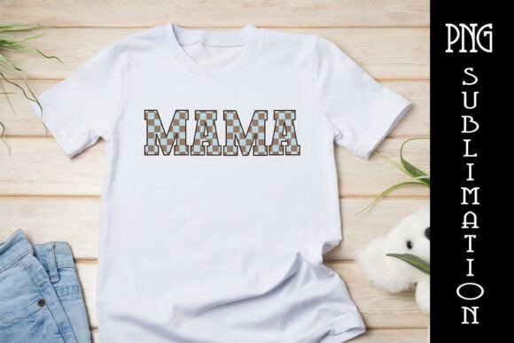 Mama Light Blue and Brown Checkered PNG: A Designer's Asset
