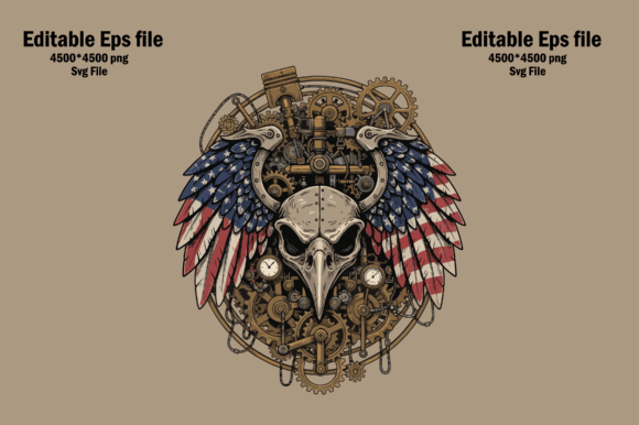Steampunk Skull with American Flag Wings: A Design Asset Deep Dive